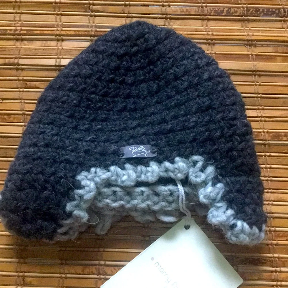 New Mamy Factory Handknitted French Wool Booties Earflap Hat Set Baby Gift